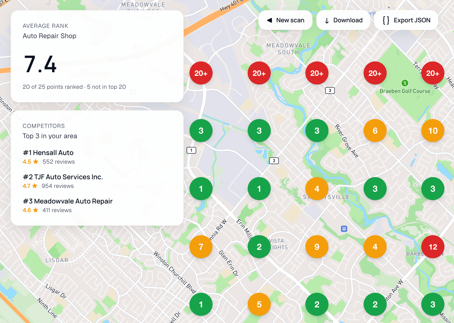 Local maps ranking visualization
